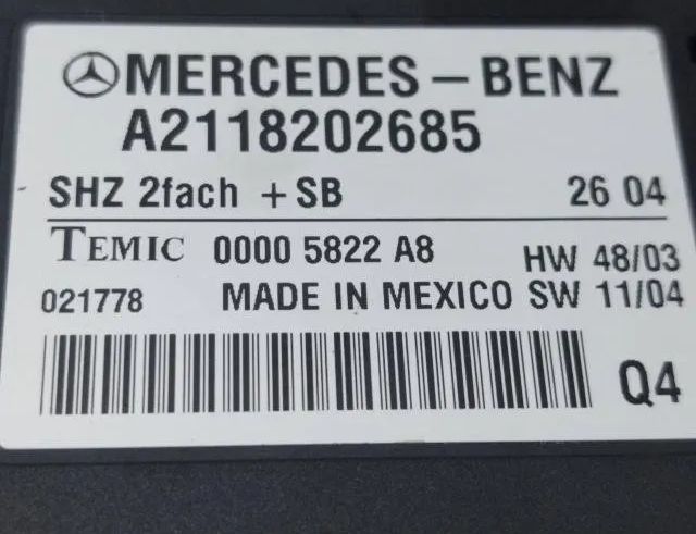 MERCEDES-BENZ E-Class W211/S211 (2002-2009) Forreste venstre sæde kontrolenhed A2118202685 30738612