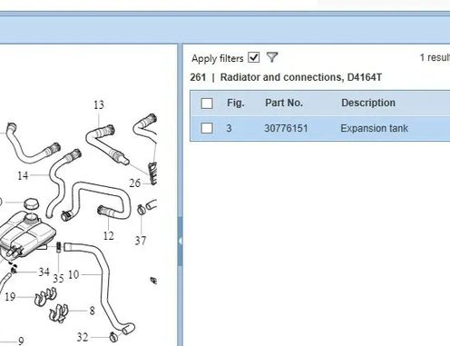 VOLVO V50 1 generation (2003-2012) Ekspansionsbeholder 30776151 32765772