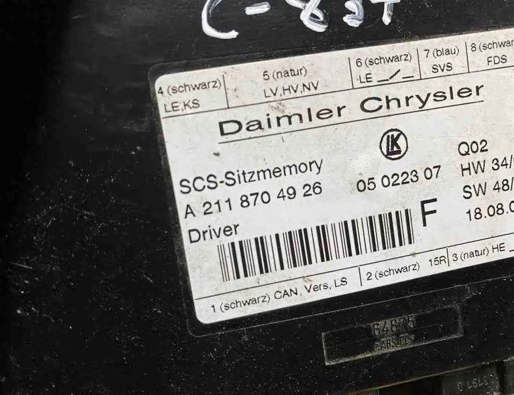 MERCEDES-BENZ E-Class W211/S211 (2002-2009) Forreste højre sæde kontrolenhed 2118704926,A2118704926 32673255