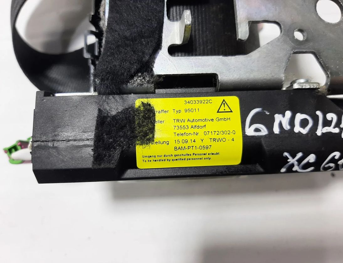 VOLVO XC60 1 generation (2008-2017) Højre bagerste sikkerhedssele 39818864,34147755,34033922C 27559989