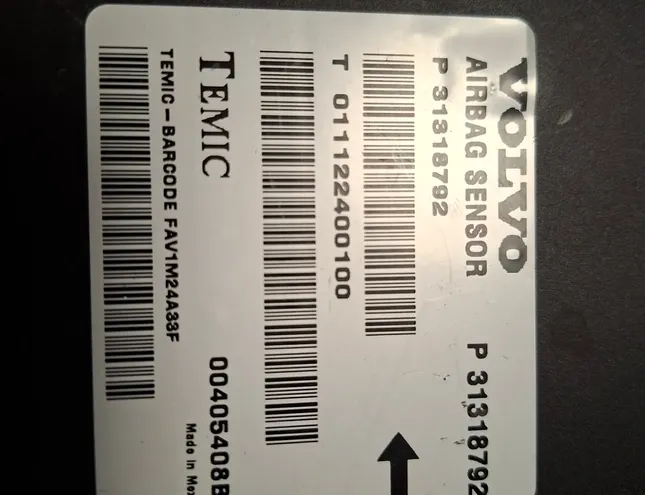 VOLVO XC60 1 generation (2008-2017) SRS kontrolenhed 31318792 33381132