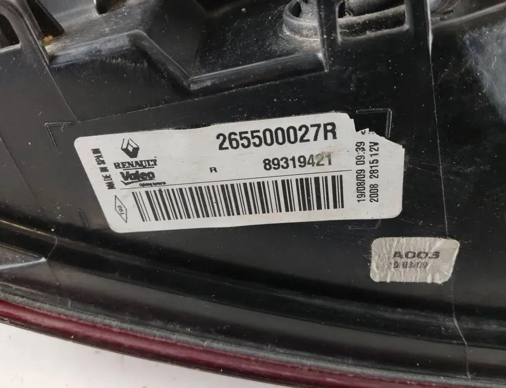 RENAULT Megane 3 generation (2008-2020) Højre side bagklap Baglygte 265500027R 35109363