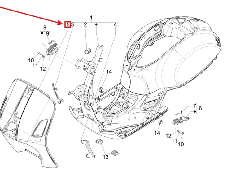 VESPA GTS (2008-present) Rammekonstruktion 2B012869 33332107