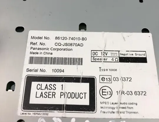 TOYOTA iQ 1 generation (2008-2020) Musikafspiller uden GPS 8612074010B0 34057509