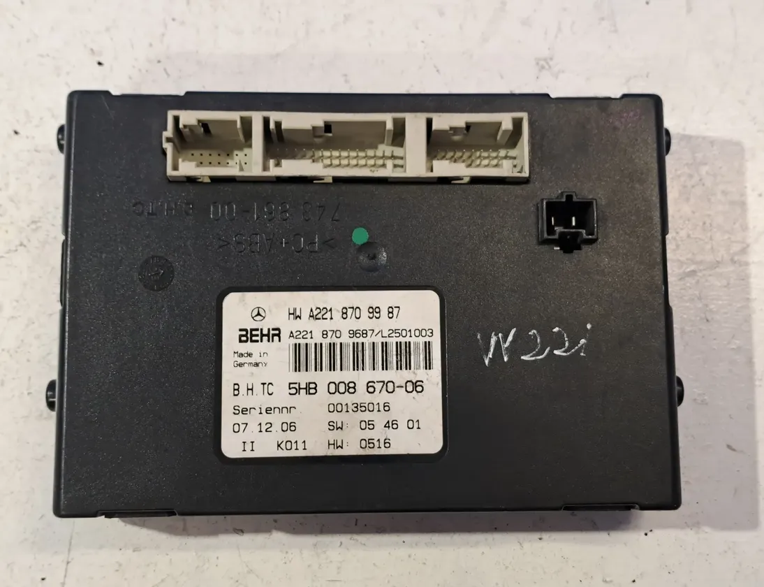 MERCEDES-BENZ S-Class W221 (2005-2013) Klimastyringsenhed A2218709987 33500536