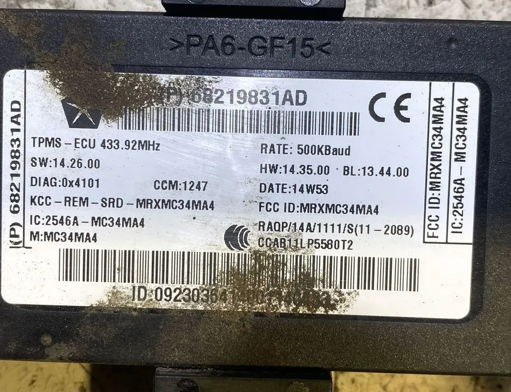 DODGE Challenger 3 generation (2008-2024) Dæktrykssensor 68219831AD,09230364,2546AMC34MA4 35039917